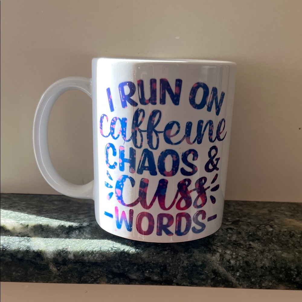 Cricut White Mug with Vibrant Blue and Purple Text